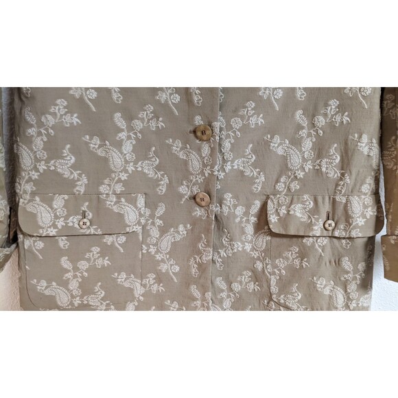Piazza Sempione Duster Length Embroidered Floral/Paisley Cotton Blend Coat 44/8 - Picture 6 of 15